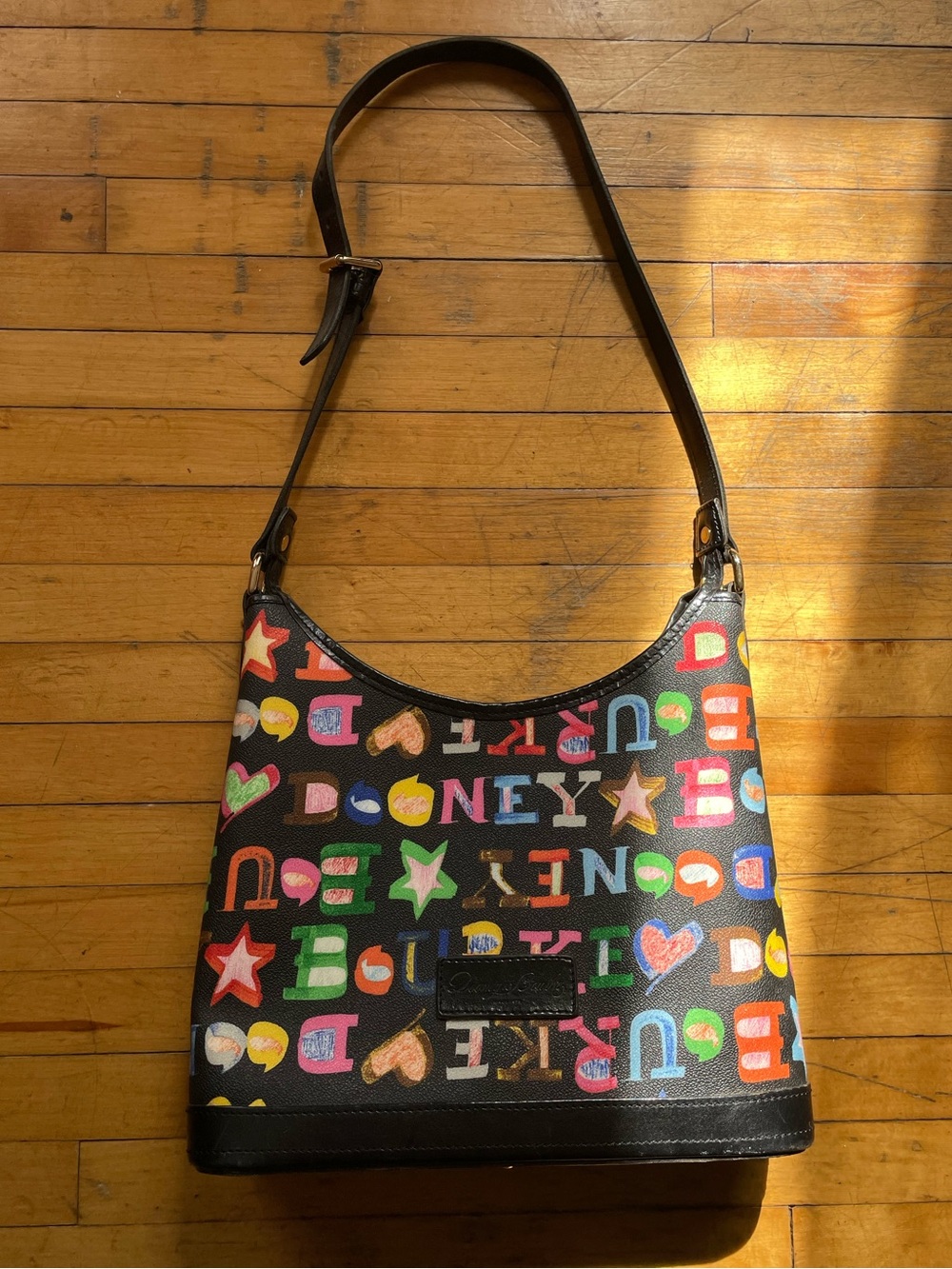 Vintage Y2K Dooney & Bourke Rainbow Monogram Scribble Shoulder Bag